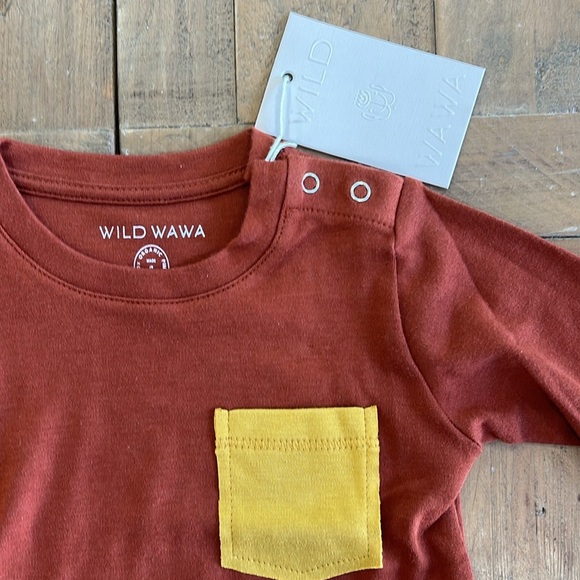 Wild Wawa rust long sleeve pocket tee nwt - Picture 2 of 6